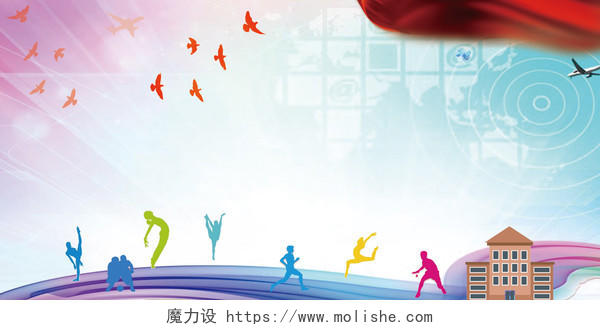 科技剪影中国风校园文化艺术节背景模板